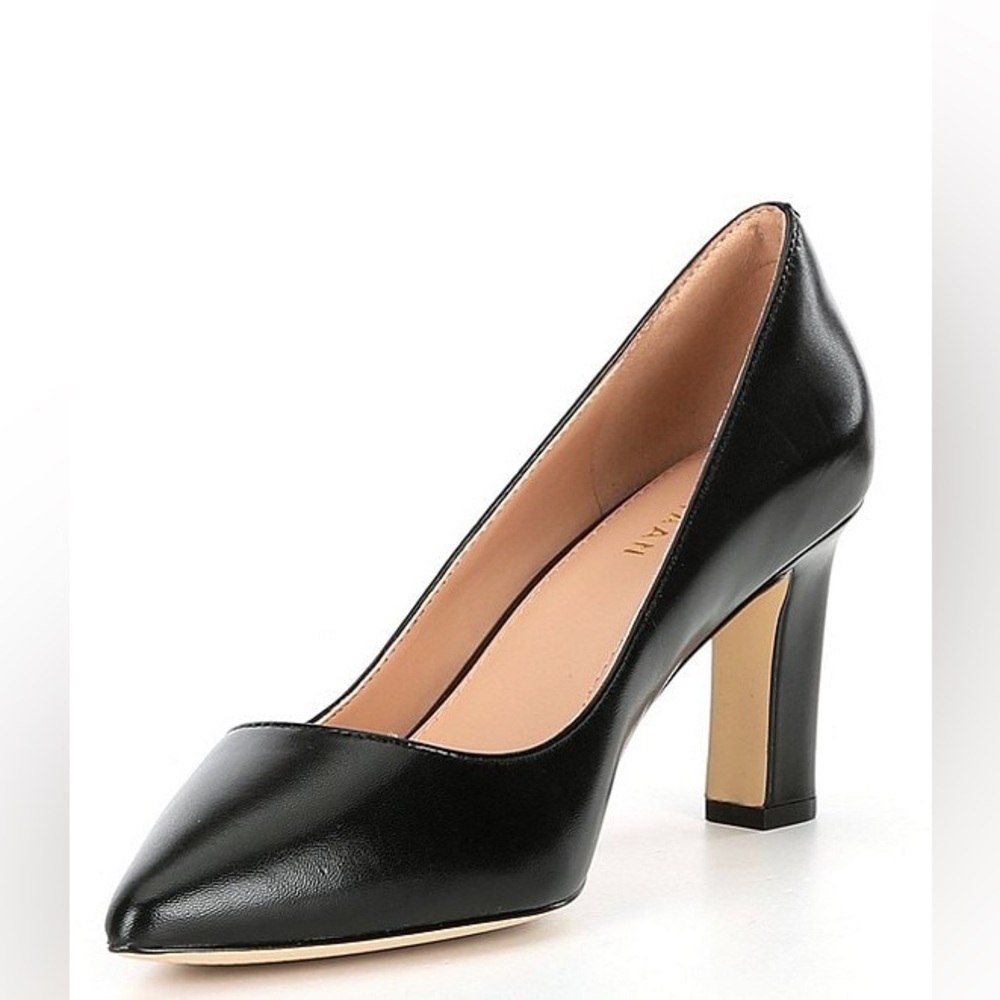 Cole Hahn Mylah Black Pointed-Toe Mid Heel Pump Sz 8.5B